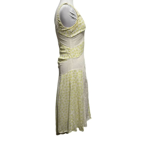 Anthropology Leifnotes Bird Print Midi Patchwork Eyelet Lemon White Dress Sz 0 - Picture 4 of 8